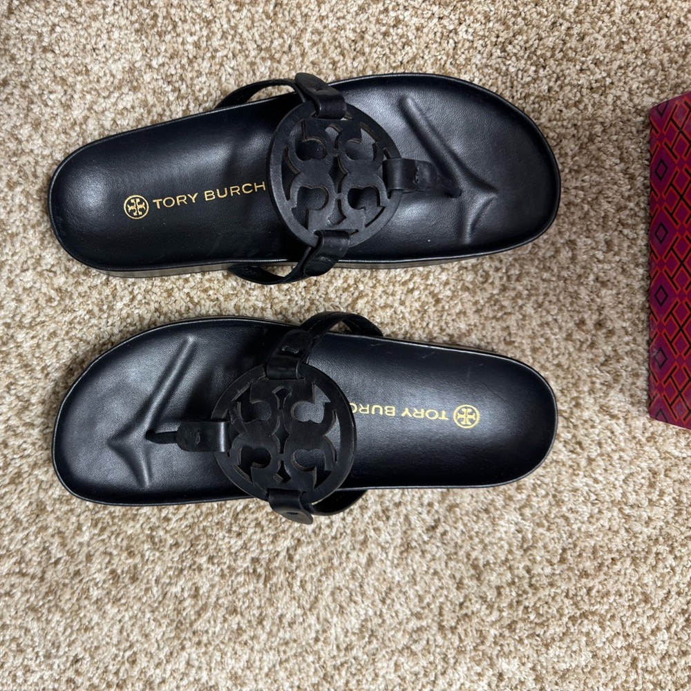Tory Burch Miller Cloud Black Sandals size 9